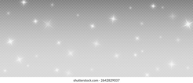 Bokeh light effect background, christmas white dust, festive glitter dust for banners, cards, advertisement. Christmas glowing dust background png, vector.