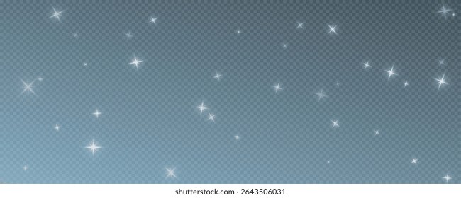 Bokeh light effect background, christmas white dust, festive glitter dust for banners, cards, advertisement. Christmas glowing dust background png, vector.