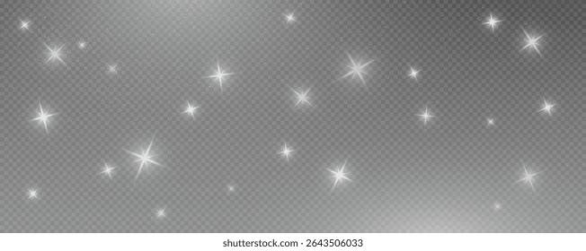 Bokeh light effect background, christmas white dust, festive glitter dust for banners, cards, advertisement. Christmas glowing dust background png, vector.