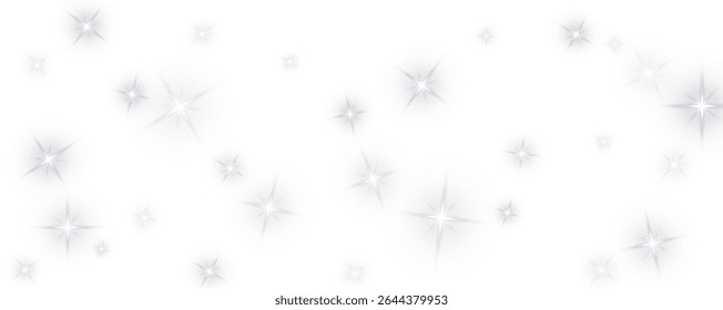 Bokeh light effect background, christmas white dust, festive glitter dust for banners, cards, advertisement. Christmas glowing dust background png, vector.