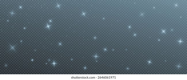 Bokeh light effect background, christmas white dust, festive glitter dust for banners, cards, advertisement. Christmas glowing dust background png, vector.