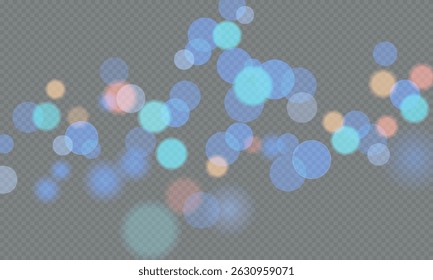 Bokeh light effect. Colorful bokeh lights. Abstract blurred background. Night blurry light. Multicolored glowing light bokeh.