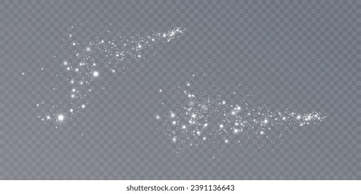 Bokeh light effect from an explosion of flickering particles. Bright Christmas glitter background. bright light dust png vector