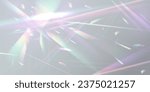 Bokeh light effect and glare glitter. Crystal Rainbow Light refraction pattern for adding effects to background layouts. Jewelry, prism or lens flar. Iridescent glowing sparkles vector set. 