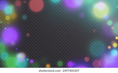 Bokeh light effect with lots of shiny shimmering particles isolated on transparent background. Glitter. Vector 
