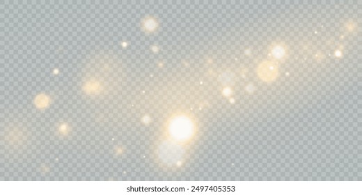 Bokeh light effect with lots of shiny shimmering particles isolated on transparent background. Glitter. Vector 