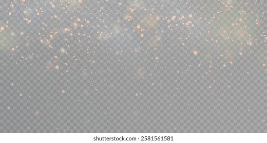 Bokeh light effect with lots of shiny shimmering particles isolated on transparent background. Glitter. Vector star cloud with dust.	