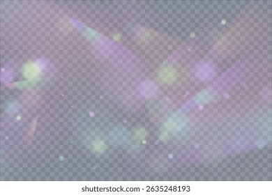 Efeito de luz Bokeh com muitas partículas brilhantes cintilantes isoladas no fundo transparente. Brilho. Nuvem de estrela vetorial com poeira. 