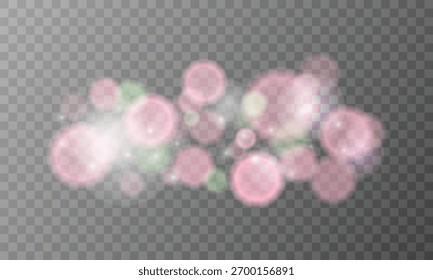 Efeito de luz Bokeh. Luz realista vetorial sobre fundo transparente