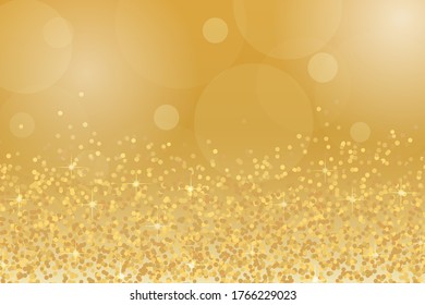 Bokeh hellgoldener, eleganter Hintergrund mit glänzenden Partikeln