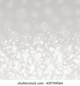 Bokeh light gray sparkles on transparency background vector illustration. Glowing glittering particles element for special Effects. Abstract design.