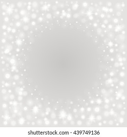 Bokeh light gray sparkles on transparency background vector illustration. Glowing glittering particles element for special Effects. Abstract design.