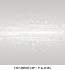 Bokeh light gray sparkles on transparency background vector illustration. Glowing glittering particles element for special Effects. Abstract design.
