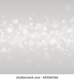 Bokeh light gray sparkles on transparency background vector illustration. Glowing glittering particles element for special Effects. Abstract design.