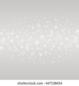 Bokeh light gray sparkles on transparency background vector illustration. Glowing glittering particles element for special Effects. Abstract design.