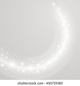 Bokeh light gray sparkles on transparency background vector illustration. Glowing glittering particles element for special Effects. Abstract design.