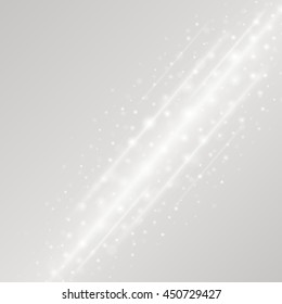 Bokeh light gray sparkles on transparency background vector illustration. Glowing glittering particles element for special Effects. Abstract design.