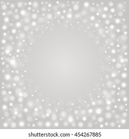 Bokeh light gray sparkles on transparency background vector illustration. Glowing glittering particles element for special Effects. Abstract design.