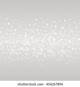 Bokeh light gray sparkles on transparency background vector illustration. Glowing glittering particles element for special Effects. Abstract design.