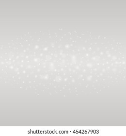 Bokeh light gray sparkles on transparency background vector illustration. Glowing glittering particles element for special Effects. Abstract design.
