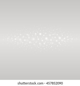 Bokeh light gray sparkles on transparency background vector illustration. Glowing glittering particles element for special Effects. Abstract design.