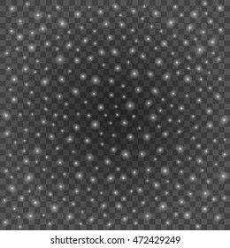 Bokeh light gray sparkles on transparency background vector illustration. Glowing glittering particles element for special Effects. Abstract design.
