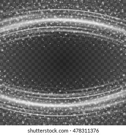 Bokeh light gray sparkles on transparency background vector illustration. Glowing glittering particles element for special Effects. Abstract design.