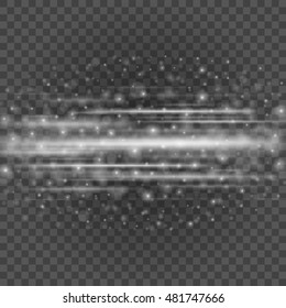 Bokeh light gray sparkles on transparency background vector illustration. Glowing glittering particles element for special Effects. Abstract design.