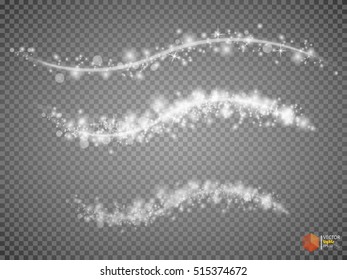 Bokeh light gray sparkles on transparency background vector illustration. Glowing glittering particles element for special Effects. Abstract design.