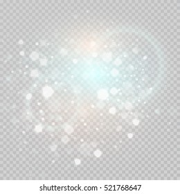 Bokeh light gray sparkles on transparency background Glowing particles element for special effects. Christmas Vector illustration EPS10