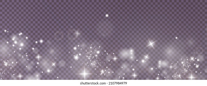 Bokeh light lights effect background. White png dust light. Christmas background of shining dust Christmas glowing light bokeh confetti and spark overlay texture for your design.	
