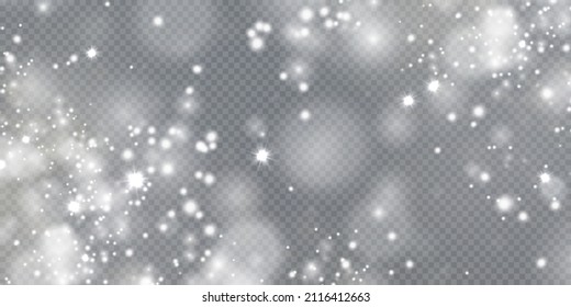 Bokeh light lights effect background. White png dust light. Christmas background of shining dust Christmas glowing light bokeh confetti and spark overlay texture for your design.