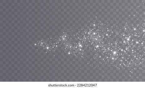 Bokeh light lights effect background. White png dust light. Christmas background of shining dust Christmas glowing light bokeh confetti and spark overlay texture for your design.