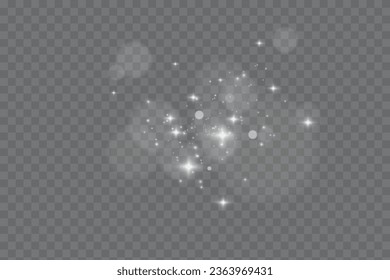 Bokeh light lights effect background. White png dust light. Christmas background of shining dust Christmas glowing light bokeh confetti and spark overlay texture for your design.