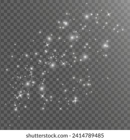 Bokeh light lights effect background. White png dust light. Christmas background of shining dust Christmas glowing light bokeh confetti and spark overlay texture for your design.