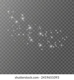 Bokeh light lights effect background. White png dust light. Christmas background of shining dust Christmas glowing light bokeh confetti and spark overlay texture for your design.