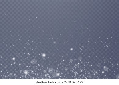 Bokeh light lights effect background. White png dust light. Christmas background of shining dust Christmas glowing light bokeh confetti and spark overlay texture for your design.	