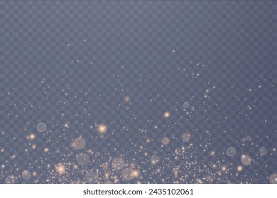 Bokeh light lights effect background. Gold dust PNG. Christmas background of shining dust Christmas glowing bokeh confetti and spark overlay texture for your design.	
