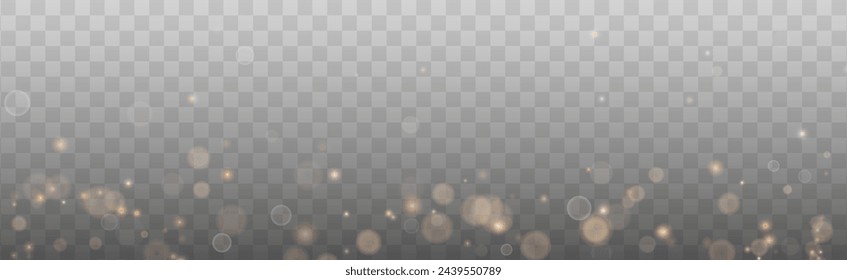 Bokeh light lights effect background. Gold dust PNG. Christmas background of shining dust Christmas glowing bokeh confetti and spark overlay texture for your design.	
