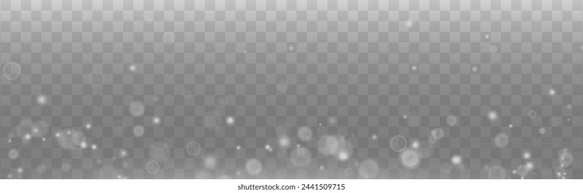 Bokeh light lights effect background. White png dust light. Christmas background of shining dust Christmas glowing light bokeh confetti and spark overlay texture for your design.	
