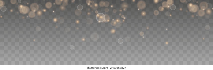 Bokeh light lights effect background. Gold dust PNG. Christmas background of shining dust Christmas glowing bokeh confetti and spark overlay texture for your design.	
