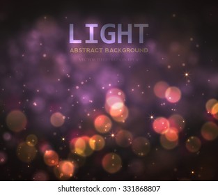 Bokeh light in night vintage background, vector