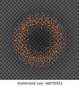 Bokeh light orange sparkles on transparency background vector illustration. Glowing glittering particles element for special Effects. Abstract design.
