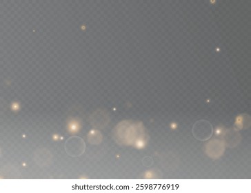 bokeh light overlay with a sparkling transparent effect. Features a magical glowing gold background, perfect for Christmas decorations, bright abstract designs, and festive holiday visuals.