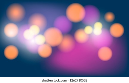 Bokeh lights abstract background in blue tones. Vector illustration
