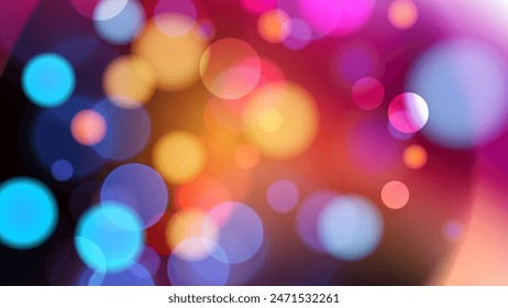 Bokeh lights. Abstract blurred background. Vibrant defocused light effect. Vector illustration.