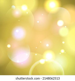 Bokeh lights backdrop, vector background template, golden colors