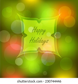 Bokeh lights Christmas background. Defocused Christmas tree holiday design.  Abstract vector.