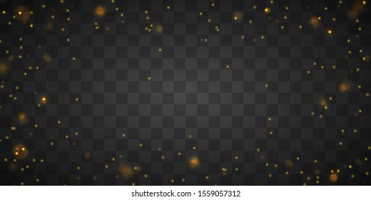 Bokeh lights effect isolated on transparent background. Christmas concept. Light abstract glowing bokeh lights. Festive purple and golden luminous background. 