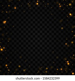 Bokeh lights effect isolated on transparent background. Christmas concept. Light abstract glowing bokeh lights. Festive purple and golden luminous background.